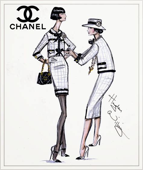 coco chanel original design sketches|Coco Chanel fashion illustration.